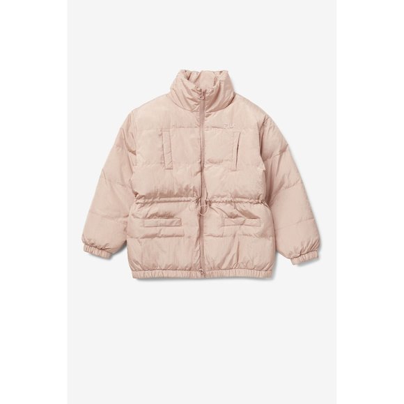 Fila Women's Puffer Jacket‎ Size M, Pink Samaira Cinch Waist Coat - Picture 3 of 5